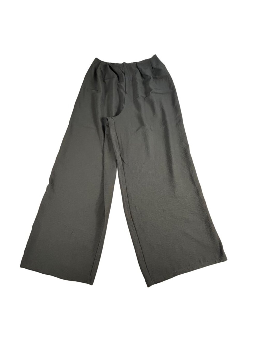 Zara Black Wide-Leg Pants Women's L Elastic Waist Lightweight Comfort Flowy Boho